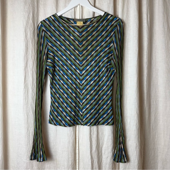Missoni Tops - MISSONI Knit Top Vintage Multicolor Chevron Long Sleeve, Size S